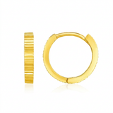 RCJ - 14k Yellow Gold Petite Round Hoop Earrings with Straight Texture - One Size - Gold - View 3