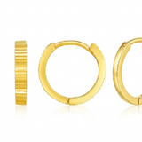 RCJ - 14k Yellow Gold Petite Round Hoop Earrings with Straight Texture - One Size - Gold - View 4