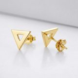 RCJ - 14 k Yellow Gold Polished Open Triangle Post Earrings - One Size - Gold - View 3