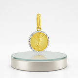 RCJ - 14k Two Tone Gold Small Round Textured Religious Medal Pendant - One Size - Gold - View 3