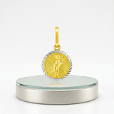 RCJ - 14k Two Tone Gold Small Round Textured Religious Medal Pendant - One Size - Gold - View 4