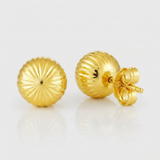 RCJ - 14K Yellow Gold Ball Earrings with Linear Texture - One Size - Gold - View 4