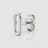 RCJ - 14k White Gold Paperclip Link Stud Earrings - One Size - Silver - View 2
