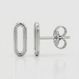 RCJ - 14k White Gold Paperclip Link Stud Earrings - One Size - Silver - View 4