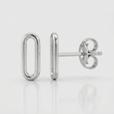 RCJ - 14k White Gold Paperclip Link Stud Earrings - One Size - Silver - View 3