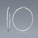 RCJ - Sterling Silver Large Hoop Earrings with Hammered Texture - One Size - Silver - View 2