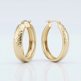 10k Yellow Gold Hammered Oval Hoop Earrings — One Size / Gold — view 1