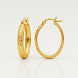 RCJ - 10k Yellow Gold Hammered Oval Hoop Earrings - One Size - Gold - View 2
