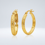 10k Yellow Gold Hammered Oval Hoop Earrings — One Size / Gold — view 3
