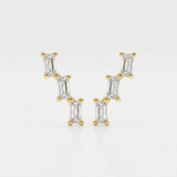 RCJ - 14k Yellow Gold Climber Post Earrings with Baguette Cubic Zirconias - One Size - Gold - View 2