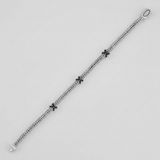 RCJ - Woven Rope Bracelet with Black Sapphire X Accents in Sterling Silver - 7.25 - Silver - View 2