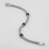 RCJ - Woven Rope Bracelet with Black Sapphire X Accents in Sterling Silver - 7.25 - Silver - View 4