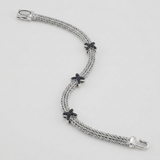 RCJ - Woven Rope Bracelet with Black Sapphire X Accents in Sterling Silver - 7.25 - Silver - View 3