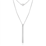 RCJ - Sterling Silver 24 inch Necklace with Long Polished Bar Pendant - 24 - Silver - View 2