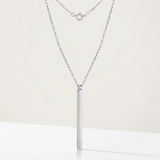 RCJ - Sterling Silver 24 inch Necklace with Long Polished Bar Pendant - 24 - Silver - View 3