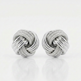 RCJ - 14k White Gold Love Knot with Ridge Texture Earrings - One Size - Silver - View 4