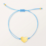 RCJ - 9 1/4 inch Blue Cord Adjustable Bracelet with 14k yellow Gold Heart - 9.25 - Blue/Turquoise - View 2