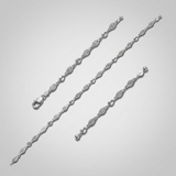Sterling Silver Anklet with Marquise Leaf Motifs — 10 / Silver — view 1