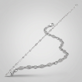 Sterling Silver Anklet with Marquise Leaf Motifs — 10 / Silver — view 2