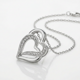 RCJ - Sterling Silver Dual Heart Motif Pendant with Diamonds (.06 cttw) - 18 - Silver - View 3