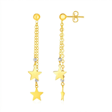 14k Two Tone Gold Drop Earrings with Polished Stars — One Size / Gold — view 2