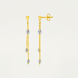 RCJ - 14k Two Tone Drop Earrings with Textured Beads - One Size - Gold - View 2