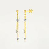 RCJ - 14k Two Tone Drop Earrings with Textured Beads - One Size - Gold - View 4