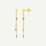 RCJ - 14k Two Tone Drop Earrings with Textured Beads - One Size - Gold - View 3
