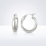 RCJ - Sterling Silver Dual Round Entwined Hoop Earrings - One Size - Silver - View 3