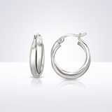 RCJ - Sterling Silver Dual Round Entwined Hoop Earrings - One Size - Silver - View 4