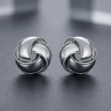 RCJ - Textured and Polished Love Knot Earrings in Sterling Silver - One Size - Silver - View 2