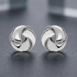 RCJ - Textured and Polished Love Knot Earrings in Sterling Silver - One Size - Silver - View 4