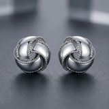 RCJ - Textured and Polished Love Knot Earrings in Sterling Silver - One Size - Silver - View 3