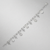 RCJ - Sterling Silver 7 1/4 inch Bracelet with Crosses and Religious Medal Charms - 7.25 - Silver - View 3