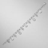 RCJ - Sterling Silver 7 1/4 inch Bracelet with Crosses and Religious Medal Charms - 7.25 - Silver - View 2