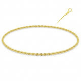 RCJ - 10k Yellow Gold Diamond Cut Rope Anklet 1.25mm - 10 - Gold - View 2