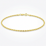 RCJ - 10k Yellow Gold Diamond Cut Rope Anklet 1.25mm - 10 - Gold - View 4