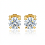RCJ - 14k YellowGold Stud Earrings with White Hue Faceted Cubic Zirconia - One Size - Silver - View 2