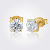 RCJ - 14k YellowGold Stud Earrings with White Hue Faceted Cubic Zirconia - One Size - Silver - View 4