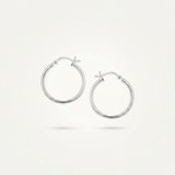 RCJ - Sterling Silver Polished Thin Hoop Earrings with Rhodium Plating (20mm) - One Size - Silver - View 2