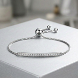 RCJ - Adjustable Bar Bracelet with Cubic Zirconia in Sterling Silver - 9.25 - Silver - View 4