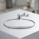 RCJ - Adjustable Bar Bracelet with Cubic Zirconia in Sterling Silver - 9.25 - Silver - View 3