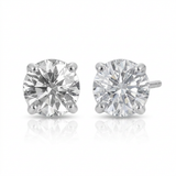 RCJ - 14k White Gold Stud Earrings with White Hue Faceted Cubic Zirconia - One Size - Silver - View 2