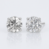 RCJ - 14k White Gold Stud Earrings with White Hue Faceted Cubic Zirconia - One Size - Silver - View 3