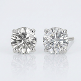 RCJ - 14k White Gold Stud Earrings with White Hue Faceted Cubic Zirconia - One Size - Silver - View 4