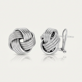 RCJ - Sterling Silver Groove Textured Love Knot Earrings - One Size - Silver - View 2
