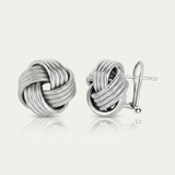 RCJ - Sterling Silver Groove Textured Love Knot Earrings - One Size - Silver - View 3