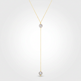 RCJ - 14k Yellow Gold Lariat Necklace with Pearls - 17 - Gold - View 2