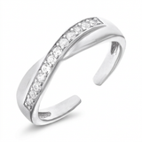 RCJ - Toe Ring with Crossover Motif in Sterling Silver with Cubic Zirconia - One Size - Silver - View 2