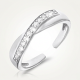 RCJ - Toe Ring with Crossover Motif in Sterling Silver with Cubic Zirconia - One Size - Silver - View 3